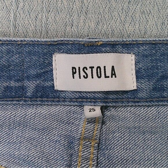 Pistola Jeans Womens 26 Charlie High Rise Distressed Light Wash Button Fly - Picture 6 of 11